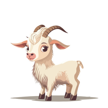 Goat isolated on white background. Vector illustration in cartoon style.のイラスト素材
