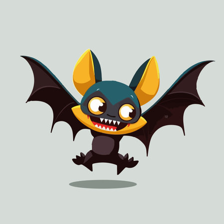 Cute cartoon bat. Vector illustration in a flat style. halloween.のイラスト素材