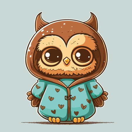 Cute owl in warm clothes. cartoon character. Vector illustration.のイラスト素材