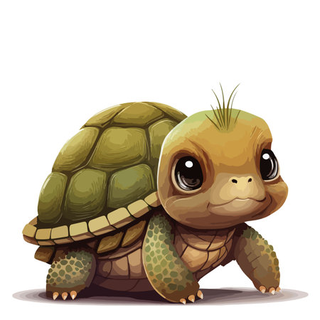 Cute baby tortoise isolated on white background. Vector illustration.のイラスト素材