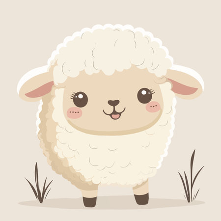 Cute cartoon sheep. Vector illustration of a cute cartoon sheep.のイラスト素材