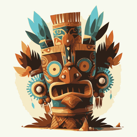 tribal totem. Vector illustration in cartoon style on white background.のイラスト素材
