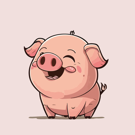 Cute pig cartoon character. Vector illustration of a piggy.のイラスト素材
