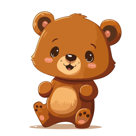 Cute cartoon teddy bear. Vector illustration isolated on white background.のイラスト素材