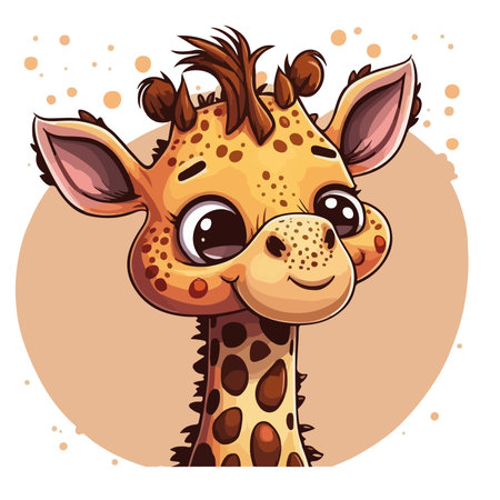 Cute cartoon giraffe face. Vector illustration isolated on white background.のイラスト素材