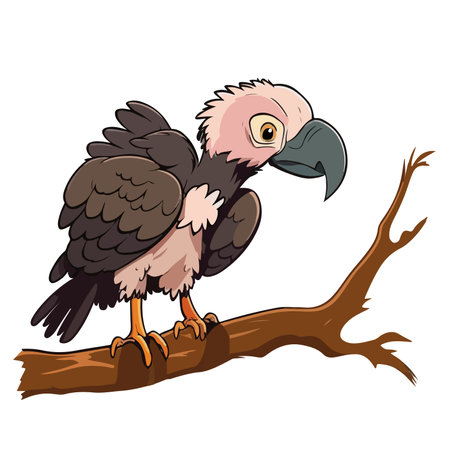 Griffon vulture sitting on a branch. Vector illustration.のイラスト素材