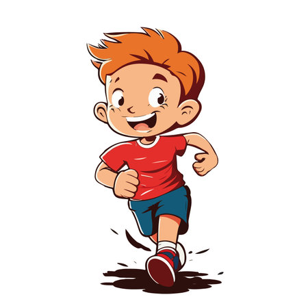 running boy. Vector illustration isolated on white background. Cartoon styles.のイラスト素材