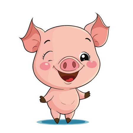 Cute pig cartoon on a white background. Vector illustration for your designのイラスト素材