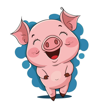 cute pig. Vector illustration of a funny pig on a white background.のイラスト素材