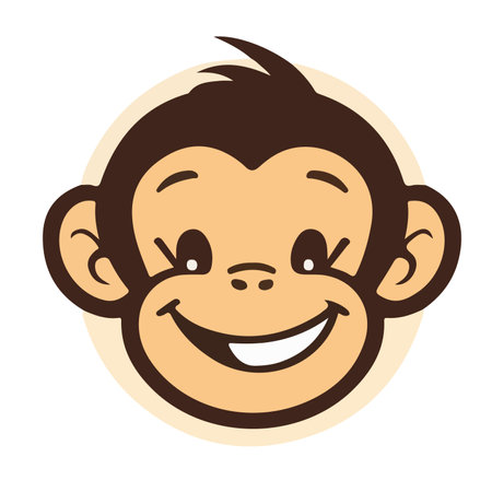Cute monkey face. Vector illustration. Isolated on white background.のイラスト素材