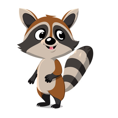 Cute raccoon isolated on white background. Vector cartoon illustration.のイラスト素材