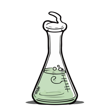 Laboratory flask in cartoon style vector illustration. laboratory glassware.のイラスト素材