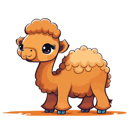Cute cartoon camel. Vector illustration isolated on a white background.のイラスト素材