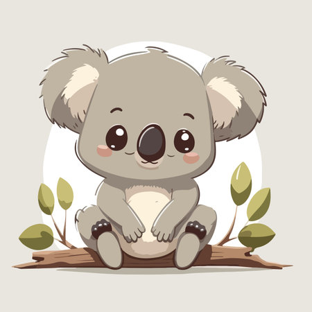 Cute koala sitting on a branch. Vector illustration of a cartoon animal.のイラスト素材