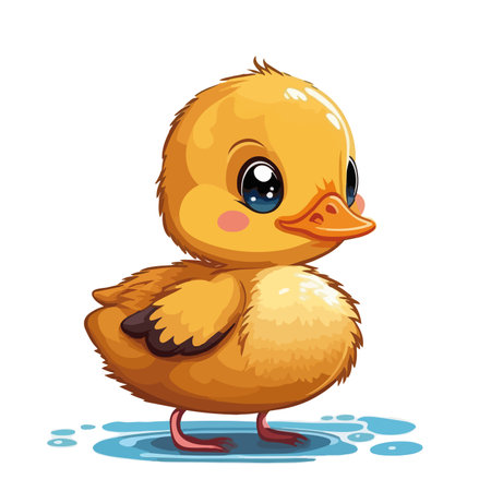 Cute cartoon duckling isolated on white background. Vector illustration.のイラスト素材