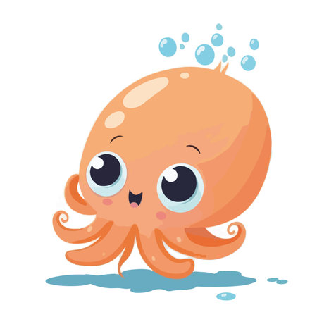 Cute smiling octopus cartoon character vector Illustration on a white backgroundのイラスト素材