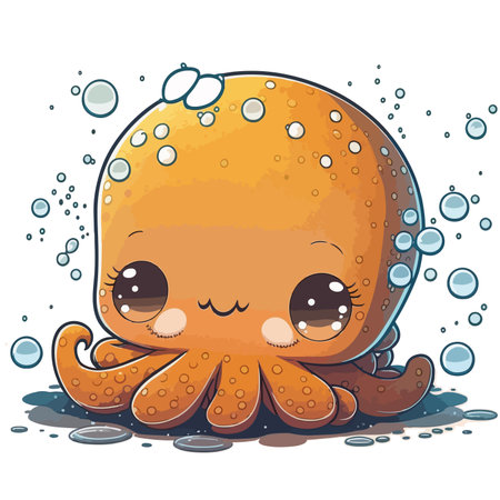 Cute octopus cartoon character. Vector illustration of a cute octopus.のイラスト素材