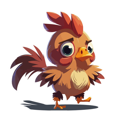 Cute cartoon rooster. Vector illustration isolated on white background.のイラスト素材