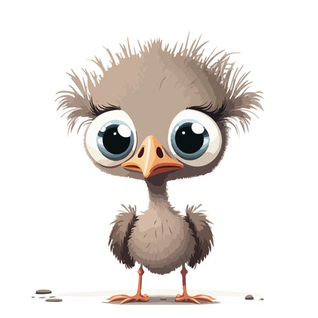 Cute baby ostrich isolated on white background. Cartoon vector illustration.のイラスト素材