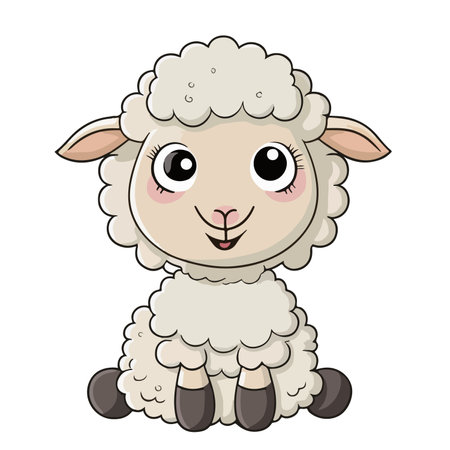Cute sheep isolated on white background. Cartoon styles. Vector illustration.のイラスト素材