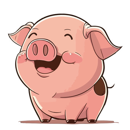 Illustration of a Cute Pig Cartoon Character Mascot Characterのイラスト素材