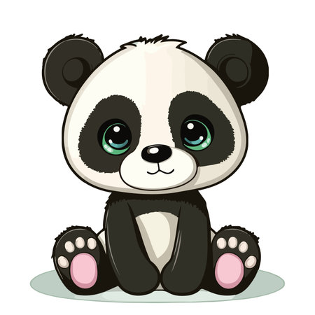 Cute cartoon panda sitting on the ground. Vector illustration.のイラスト素材