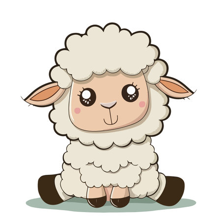 Cute cartoon sheep isolated on a white background. Vector illustration.のイラスト素材