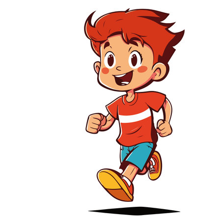 running boy. Vector illustration isolated on white background. Cartoon styles.のイラスト素材