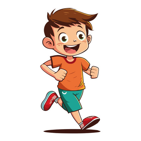 running boy. Vector illustration isolated on white background. Cartoon styles.のイラスト素材
