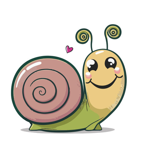 Cute cartoon snail. Vector illustration. Isolated on white background.のイラスト素材