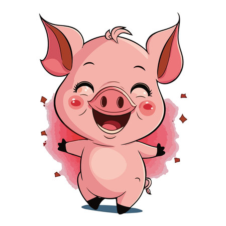 Vector illustration of a cute pig. Cartoon styles. Isolated on white background.のイラスト素材
