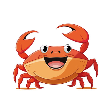 Crab cartoon character on white background. Vector illustration of a funny crab.のイラスト素材