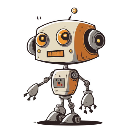 cartoon robot. Vector illustration. Isolated on white background.のイラスト素材