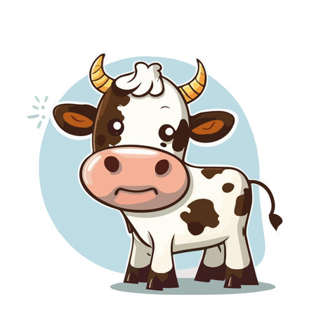 Cute cartoon cow. Vector illustration on white background. farm animal.のイラスト素材