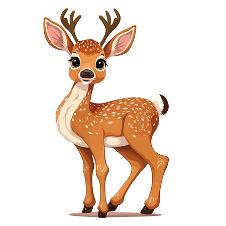 Fawn isolated on white background. Vector illustration. Cartoon styles.のイラスト素材