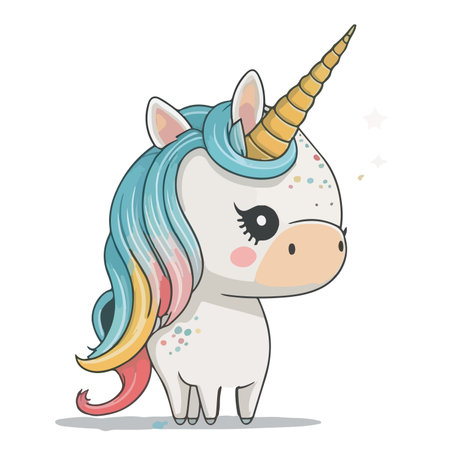 Cute cartoon unicorn. Vector illustration. Isolated on white background.のイラスト素材