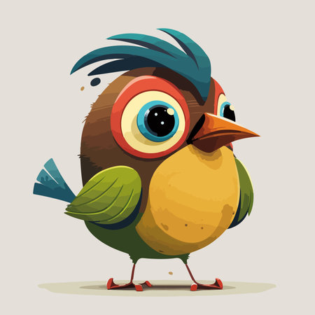 Cute cartoon bird on a gray background. Vector illustration for your designのイラスト素材