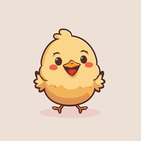 Cute little chicken cartoon vector illustration. Cute baby chicken character.のイラスト素材