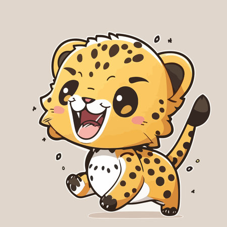 Cheetah Cheetah Cute Cartoon Animal Vector Illustrationのイラスト素材