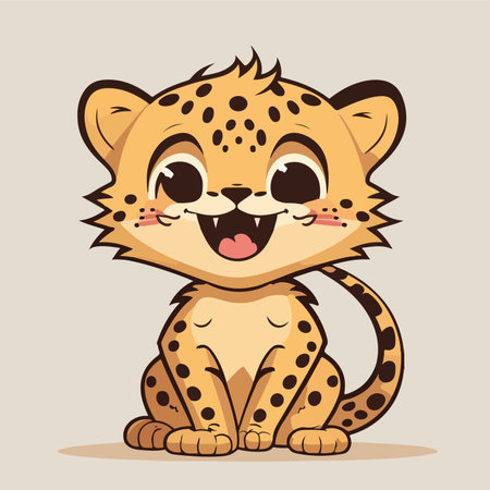 Cute cartoon cheetah. Cheetah. Vector illustrationのイラスト素材
