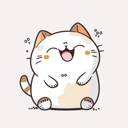 Cute cartoon cat sitting and smiling. Vector illustration for your designのイラスト素材