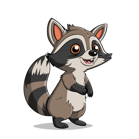 Cute raccoon cartoon on a white background. Vector illustration.のイラスト素材
