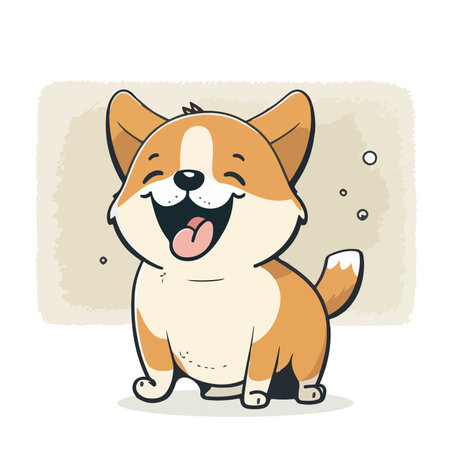 Cute corgi dog cartoon vector illustration. Cute cartoon dog character.のイラスト素材