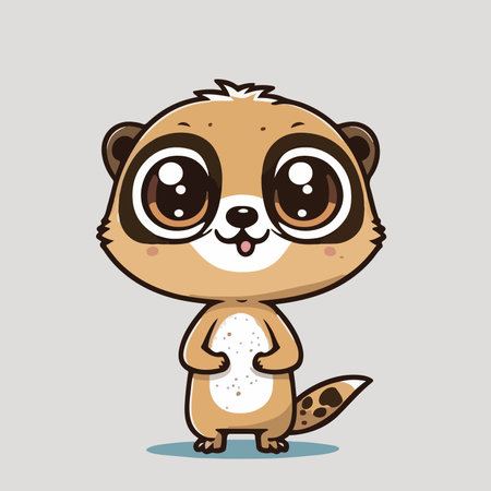 Cute cartoon meerkat. Vector illustration on gray background.のイラスト素材