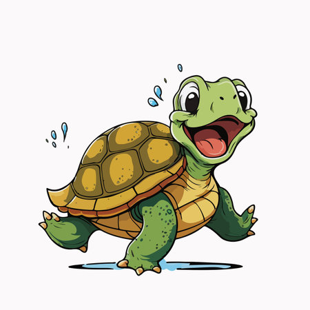 Cartoon funny turtle. Vector illustration of a funny tortoise.のイラスト素材