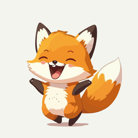 Cute cartoon fox character. Vector illustration of a little fox.のイラスト素材