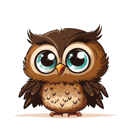 Cute cartoon owl. Vector illustration isolated on a white background.のイラスト素材