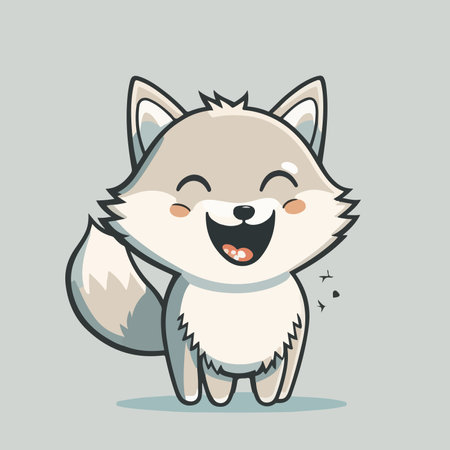 Cute cartoon wolf. Vector illustration. Cute animal characters.のイラスト素材
