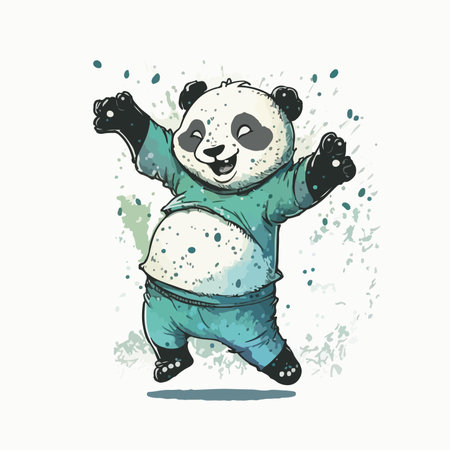 Panda dancing vector illustration. Hand drawn panda dancing vector illustration.のイラスト素材