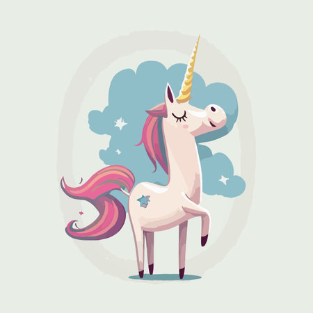 Unicorn vector illustration in cartoon style. Cute fantasy animals.のイラスト素材
